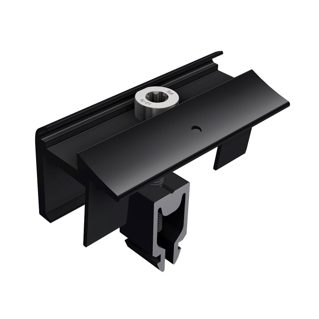 [A07100] SL Rack Endklemme mit Erdung, schwarz eloxiert 28 - 45 mm