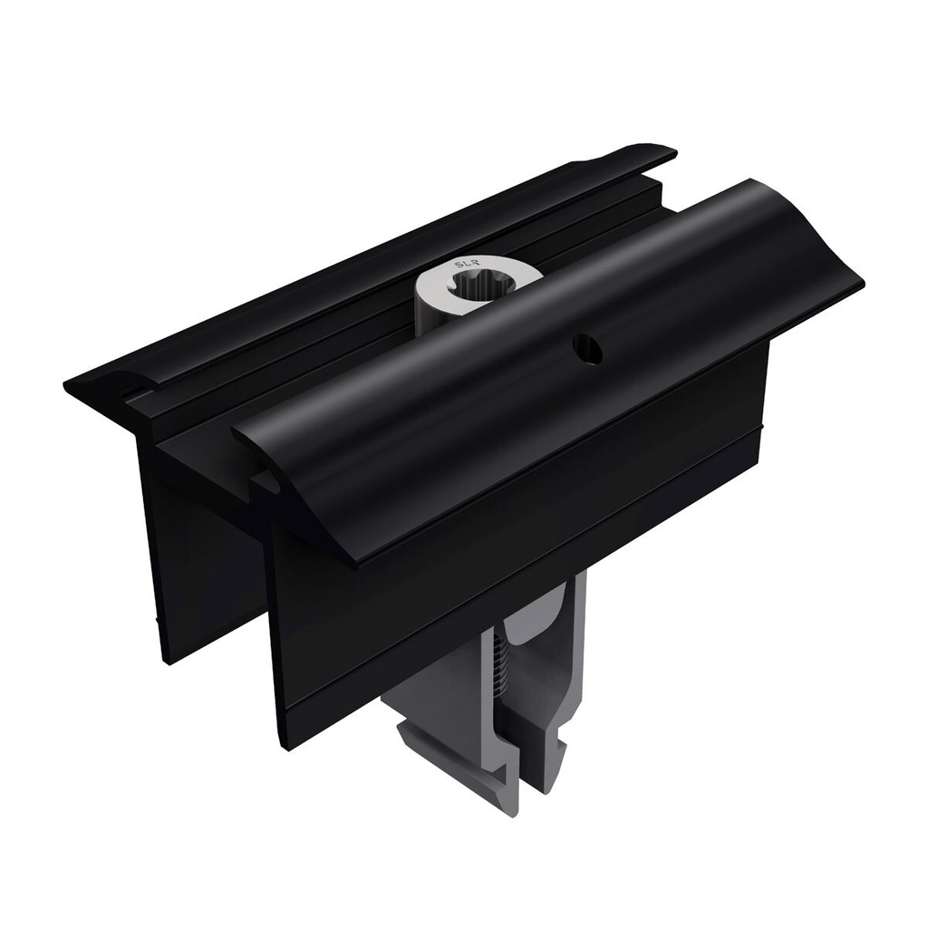 [A07104] SL Rack Mittelklemme mit Erdung, schwarz eloxiert 28 - 45 mm